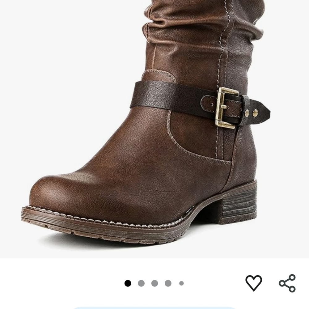 Brown Leather Buckle Boots